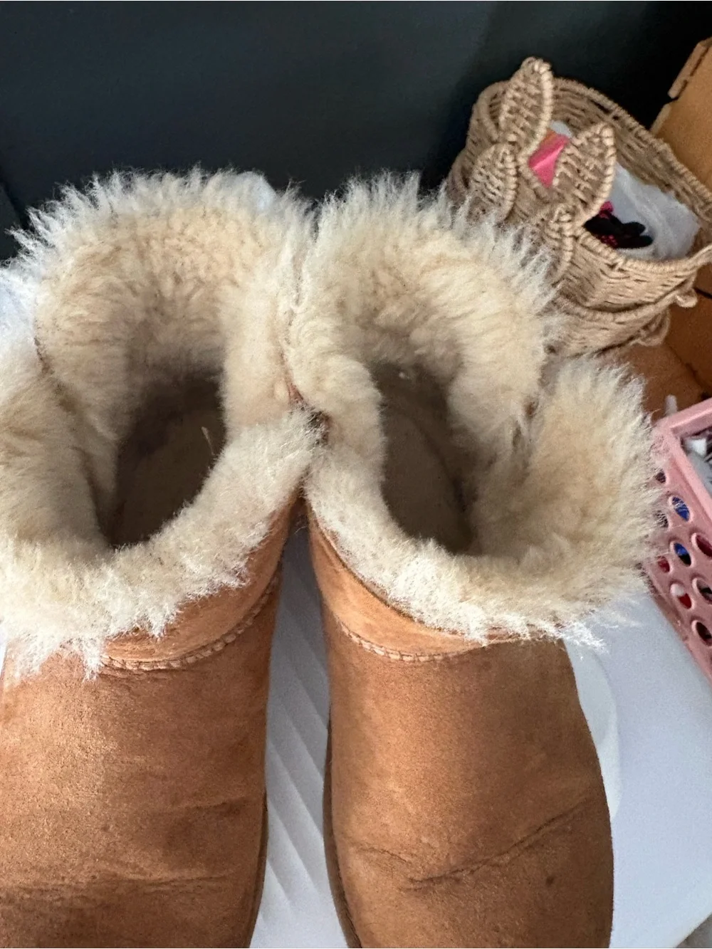 UGG Chestnut Suede Mini Button Boot